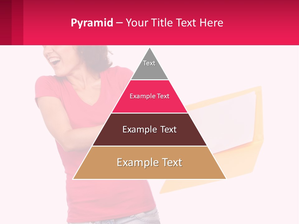 A Woman Holding A Yellow Folder And Pointing At It PowerPoint Template