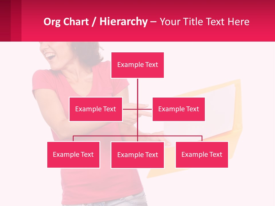 A Woman Holding A Yellow Folder And Pointing At It PowerPoint Template