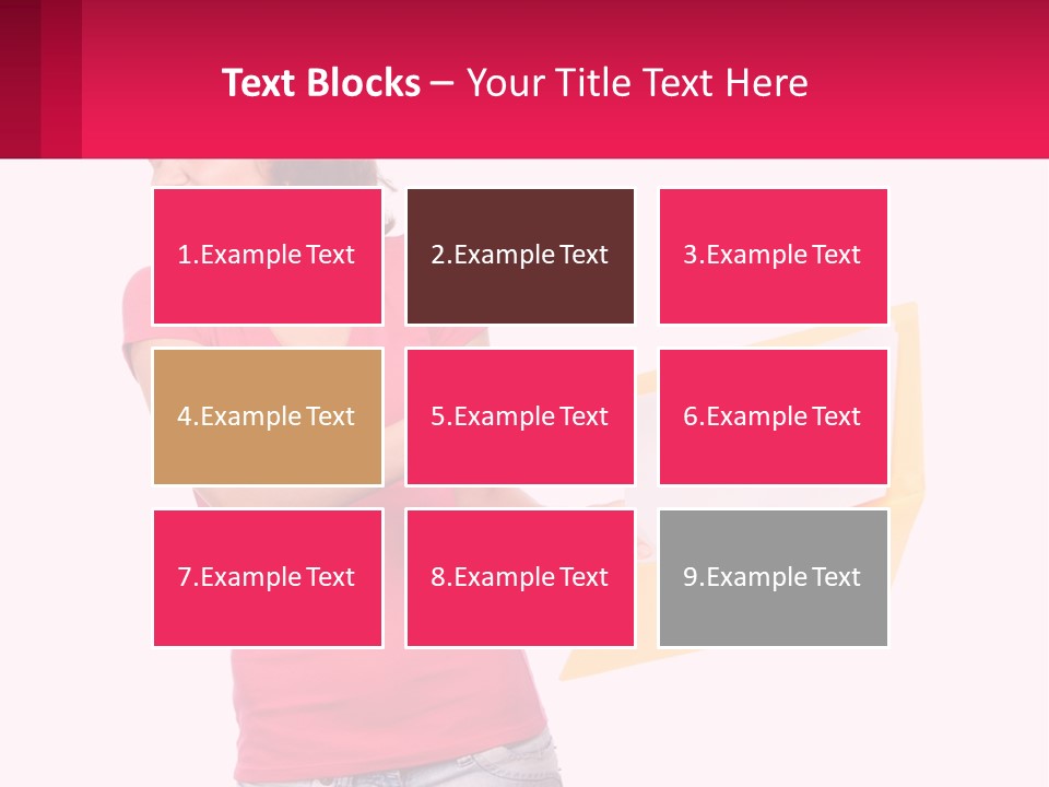 A Woman Holding A Yellow Folder And Pointing At It PowerPoint Template