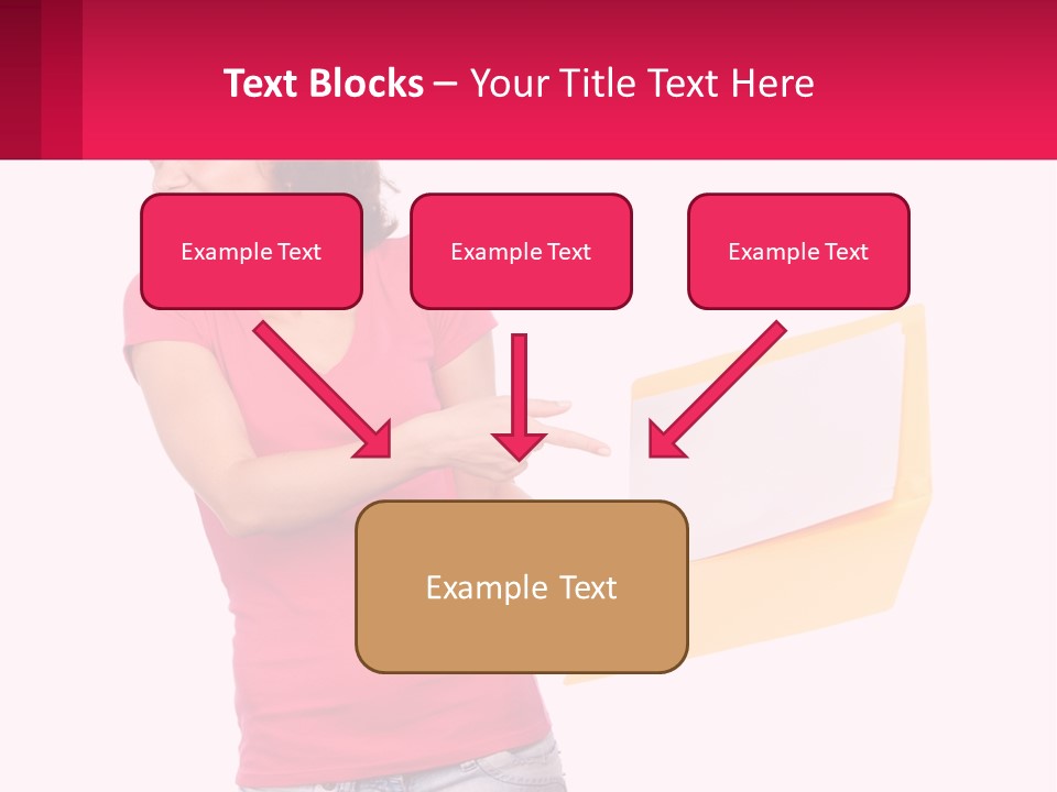 A Woman Holding A Yellow Folder And Pointing At It PowerPoint Template