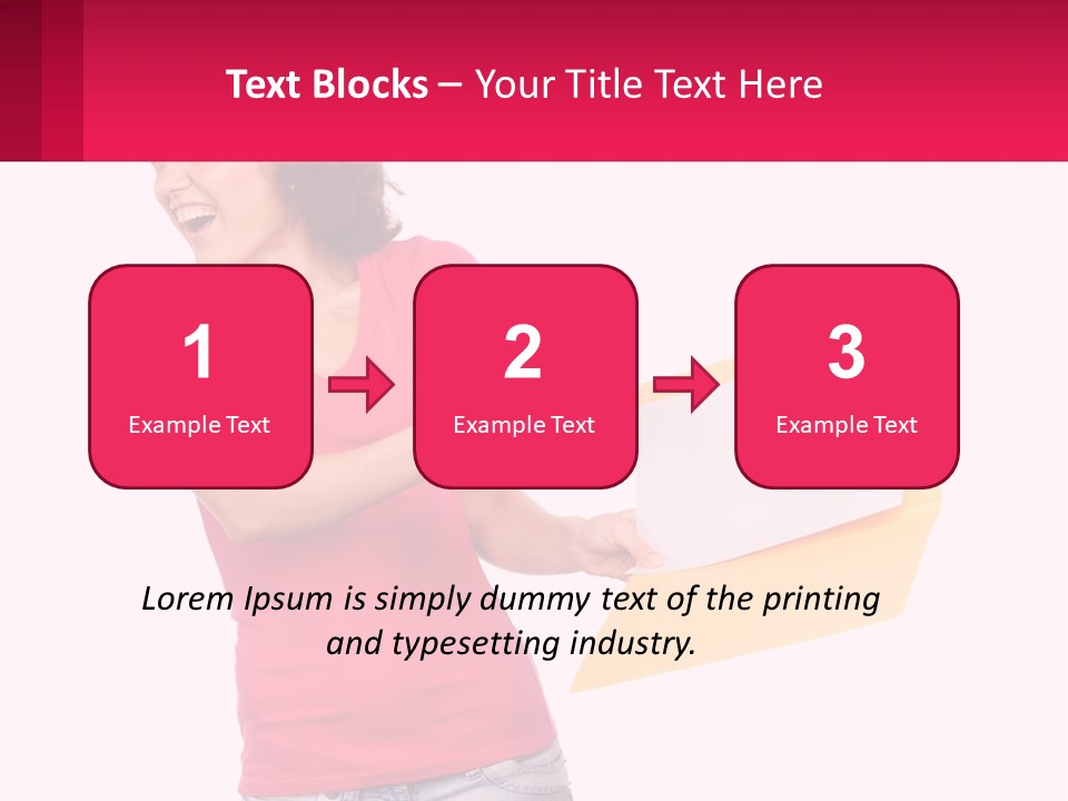 A Woman Holding A Yellow Folder And Pointing At It PowerPoint Template