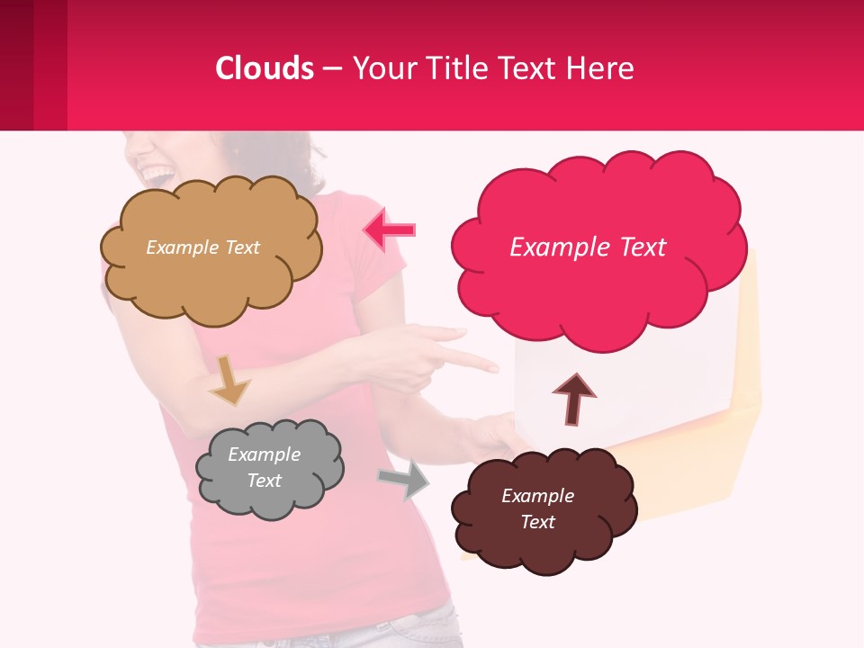A Woman Holding A Yellow Folder And Pointing At It PowerPoint Template