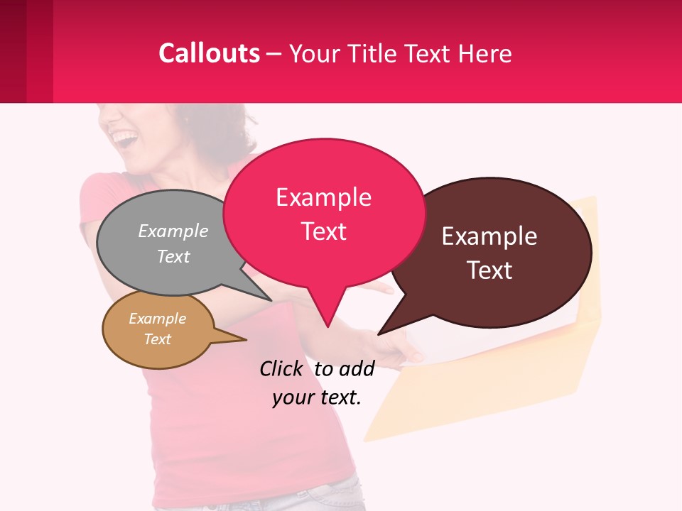 A Woman Holding A Yellow Folder And Pointing At It PowerPoint Template