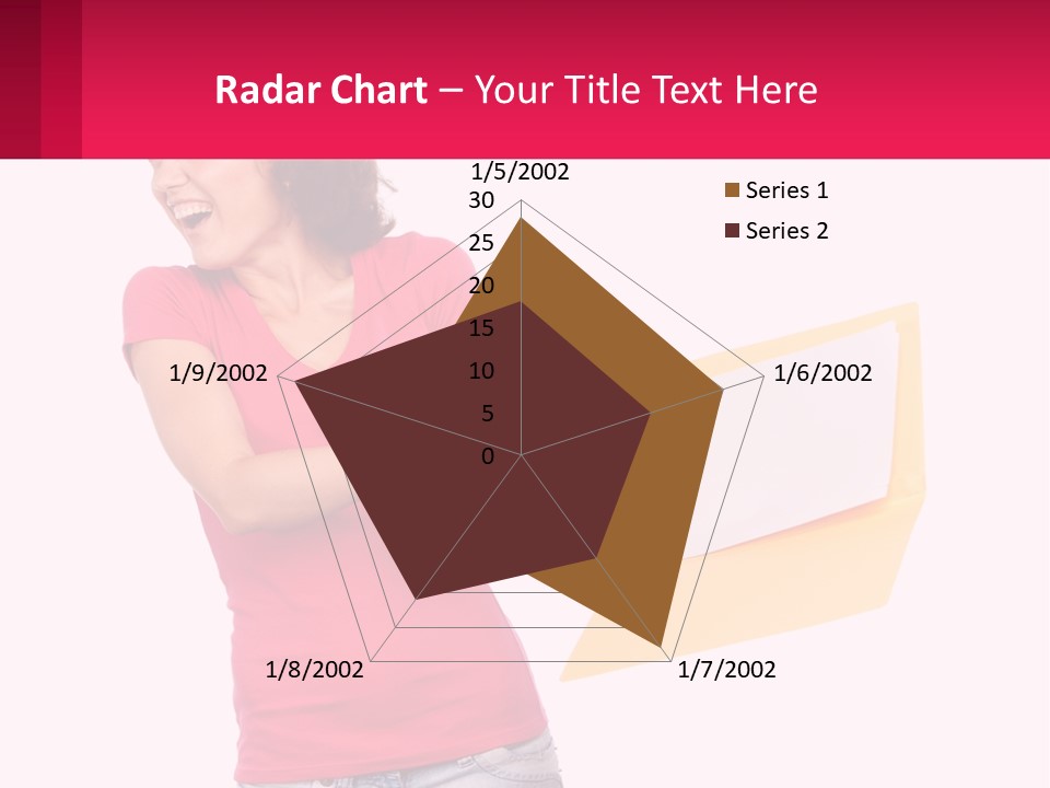 A Woman Holding A Yellow Folder And Pointing At It PowerPoint Template