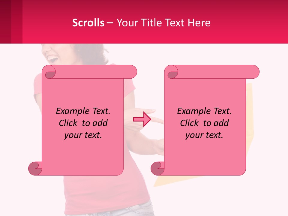 A Woman Holding A Yellow Folder And Pointing At It PowerPoint Template