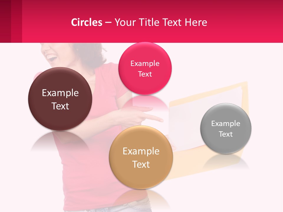 A Woman Holding A Yellow Folder And Pointing At It PowerPoint Template