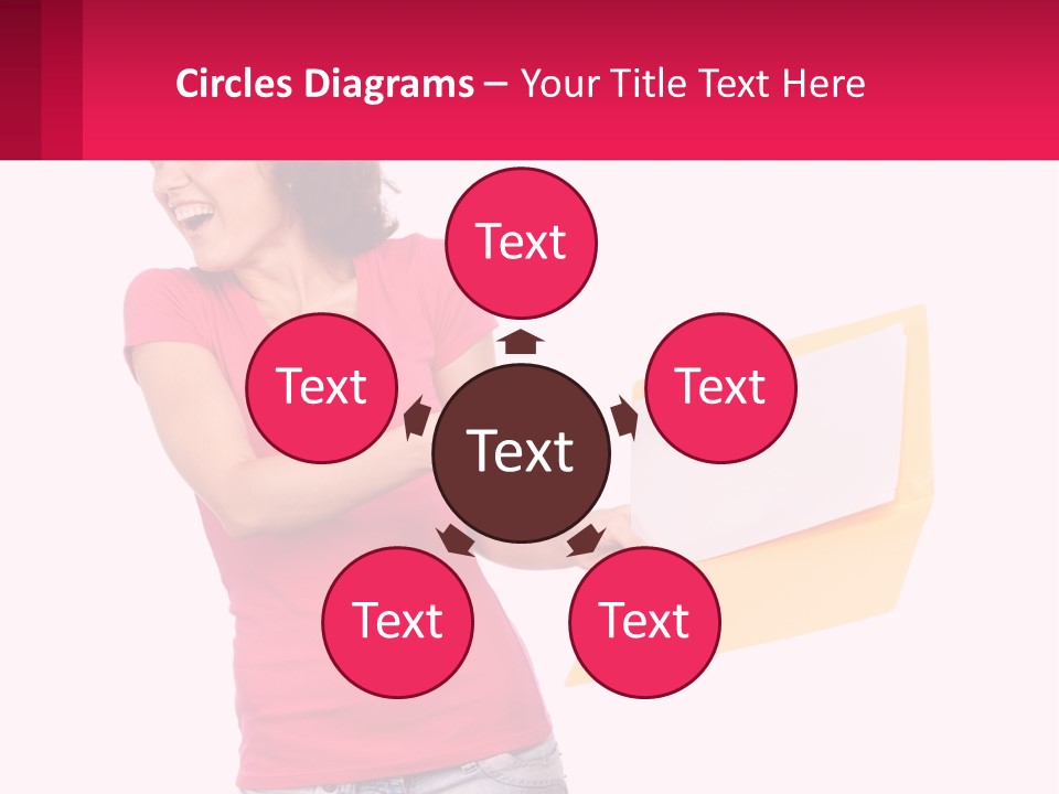 A Woman Holding A Yellow Folder And Pointing At It PowerPoint Template