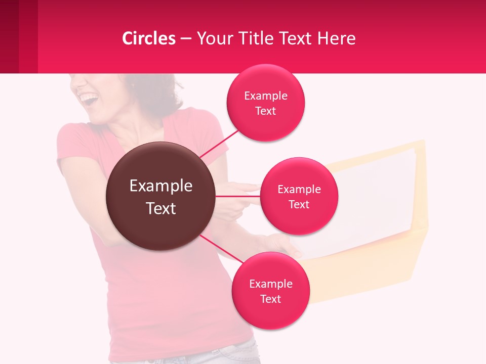 A Woman Holding A Yellow Folder And Pointing At It PowerPoint Template