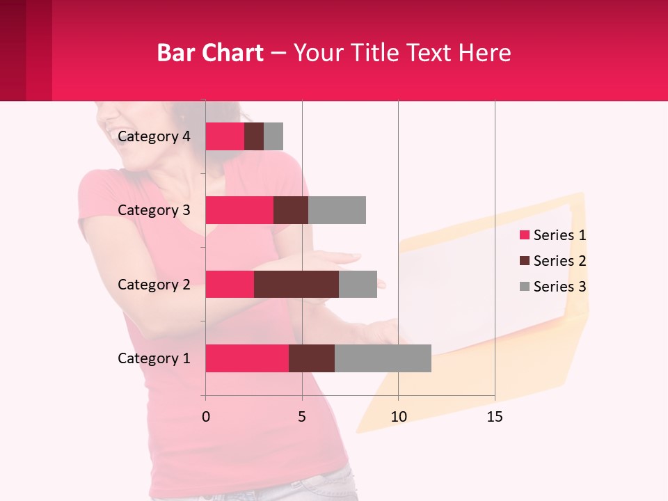 A Woman Holding A Yellow Folder And Pointing At It PowerPoint Template