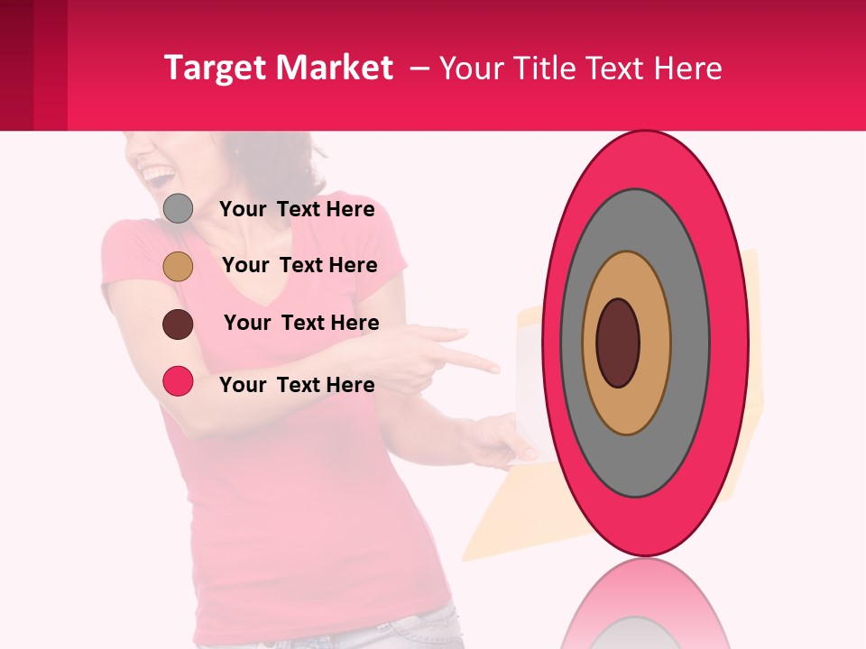 A Woman Holding A Yellow Folder And Pointing At It PowerPoint Template