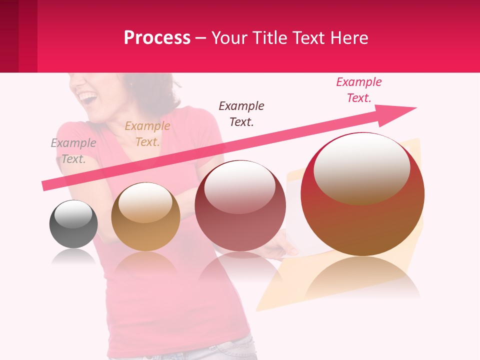 A Woman Holding A Yellow Folder And Pointing At It PowerPoint Template