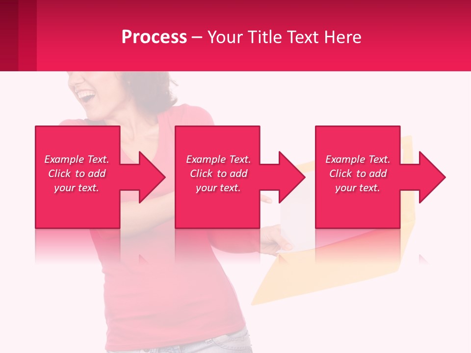 A Woman Holding A Yellow Folder And Pointing At It PowerPoint Template