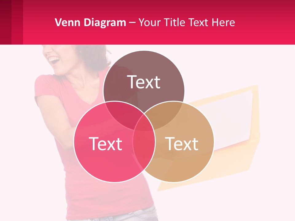 A Woman Holding A Yellow Folder And Pointing At It PowerPoint Template