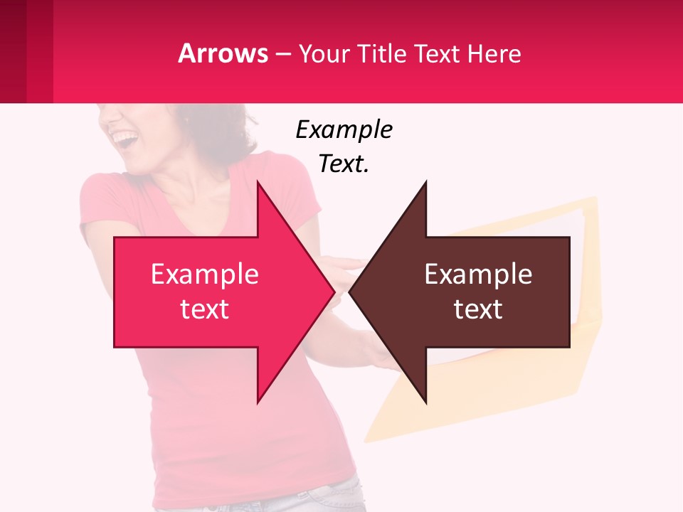 A Woman Holding A Yellow Folder And Pointing At It PowerPoint Template