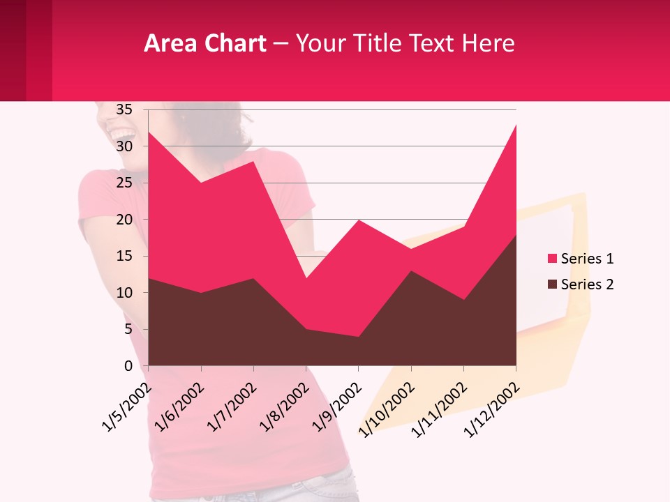 A Woman Holding A Yellow Folder And Pointing At It PowerPoint Template