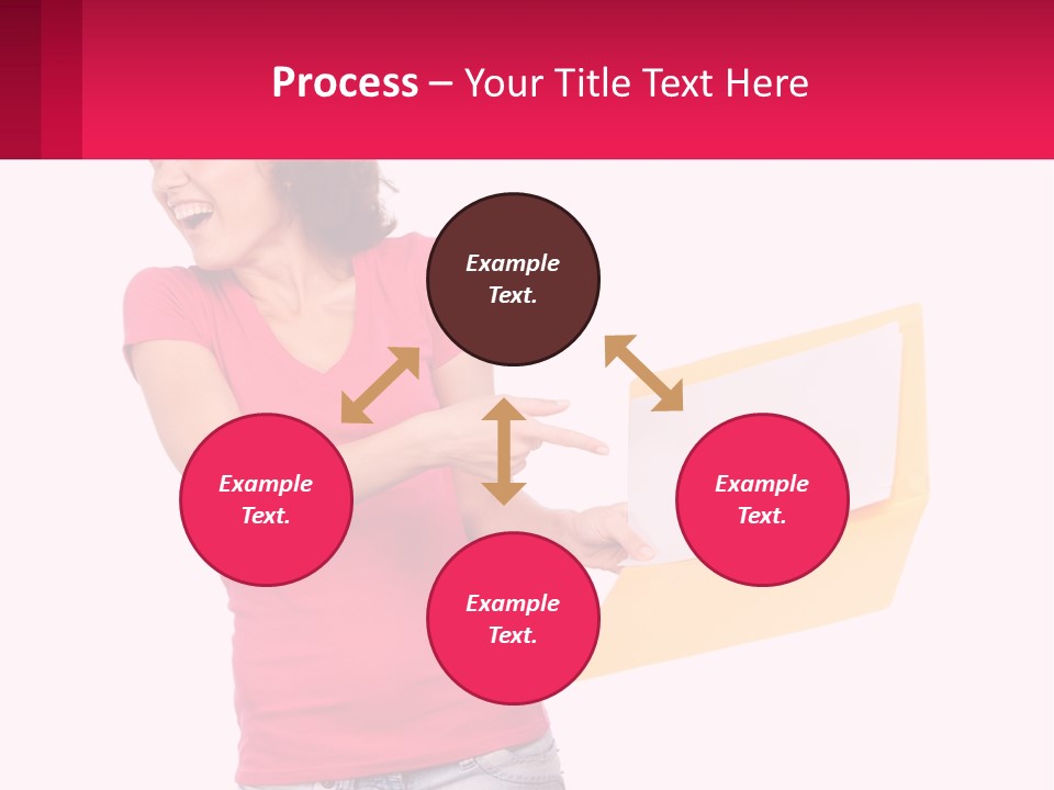 A Woman Holding A Yellow Folder And Pointing At It PowerPoint Template