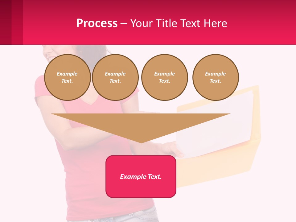 A Woman Holding A Yellow Folder And Pointing At It PowerPoint Template