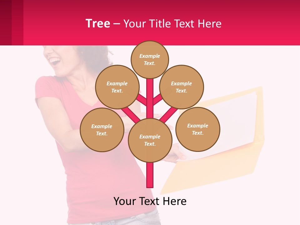 A Woman Holding A Yellow Folder And Pointing At It PowerPoint Template