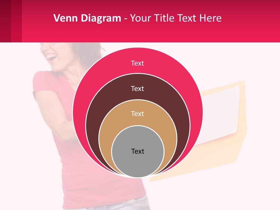 A Woman Holding A Yellow Folder And Pointing At It PowerPoint Template