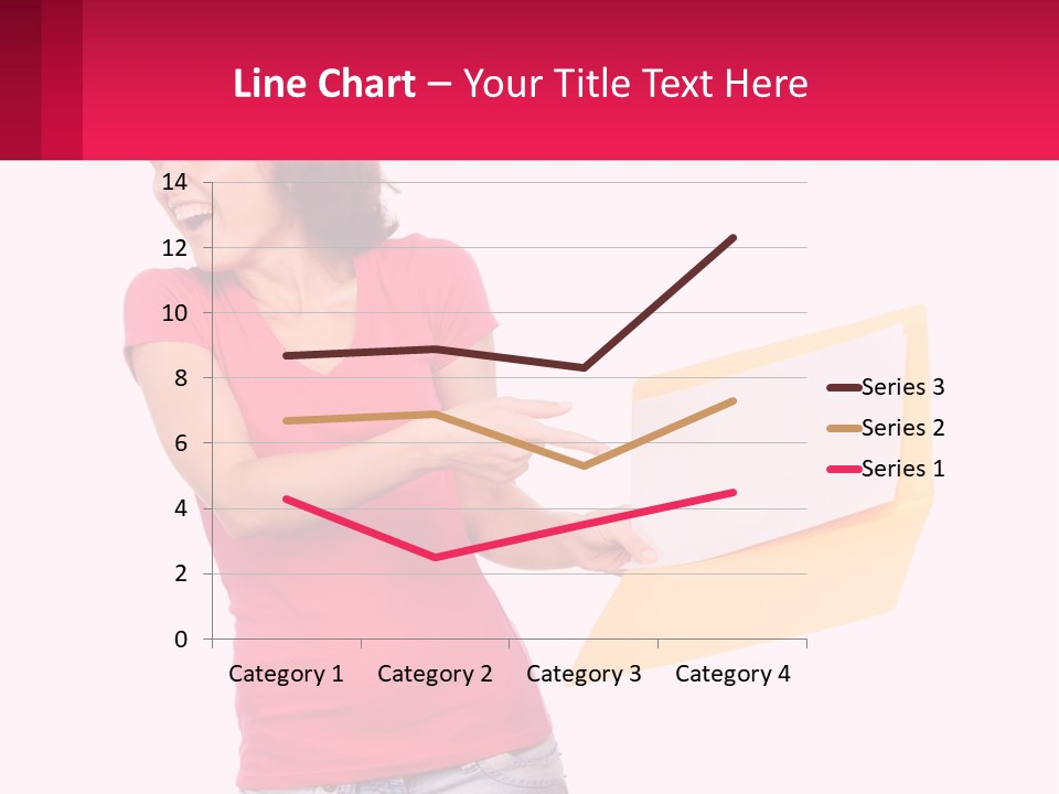 A Woman Holding A Yellow Folder And Pointing At It PowerPoint Template