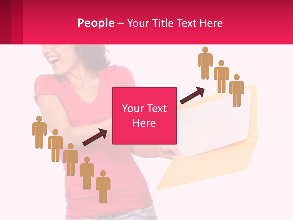 A Woman Holding A Yellow Folder And Pointing At It PowerPoint Template