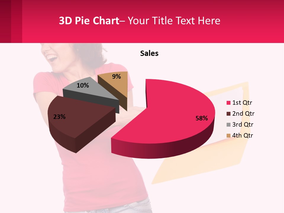 A Woman Holding A Yellow Folder And Pointing At It PowerPoint Template