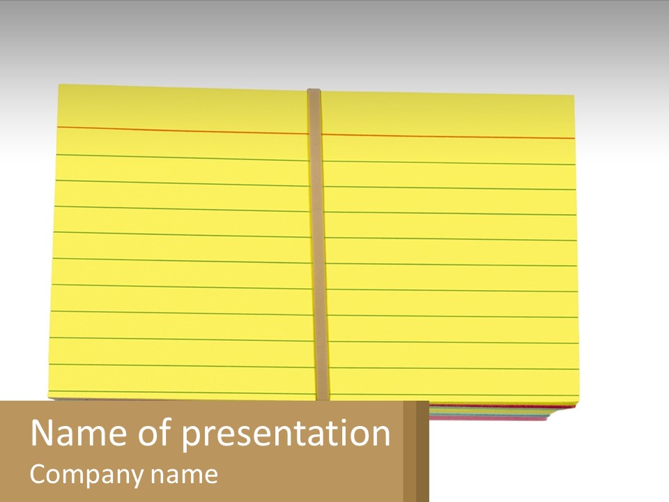 A Piece Of Yellow Paper Sitting On Top Of A Wooden Sign PowerPoint Template