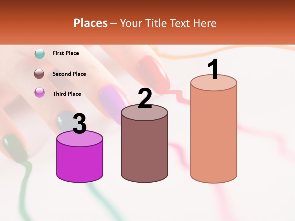 A Woman's Hand With Colorful Nail Polish On It PowerPoint Template