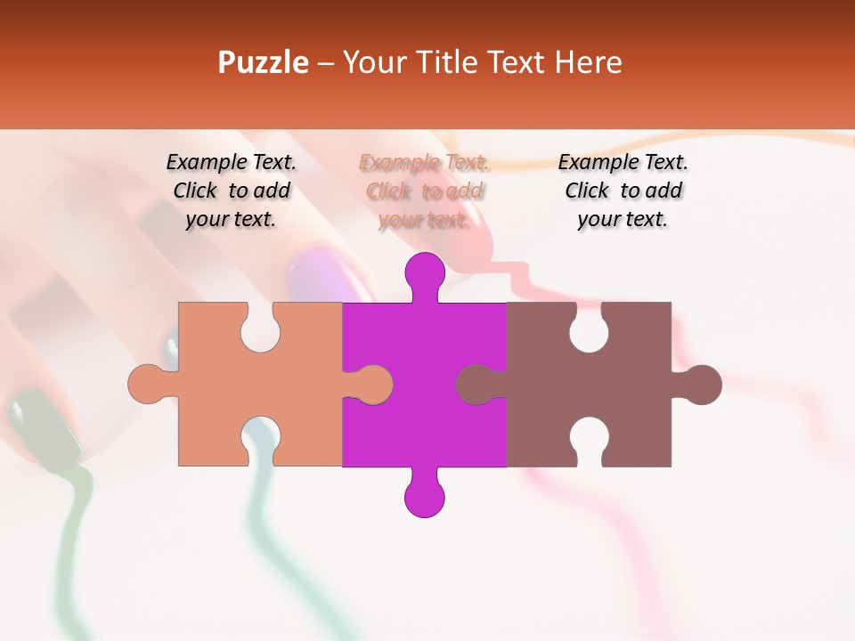 A Woman's Hand With Colorful Nail Polish On It PowerPoint Template