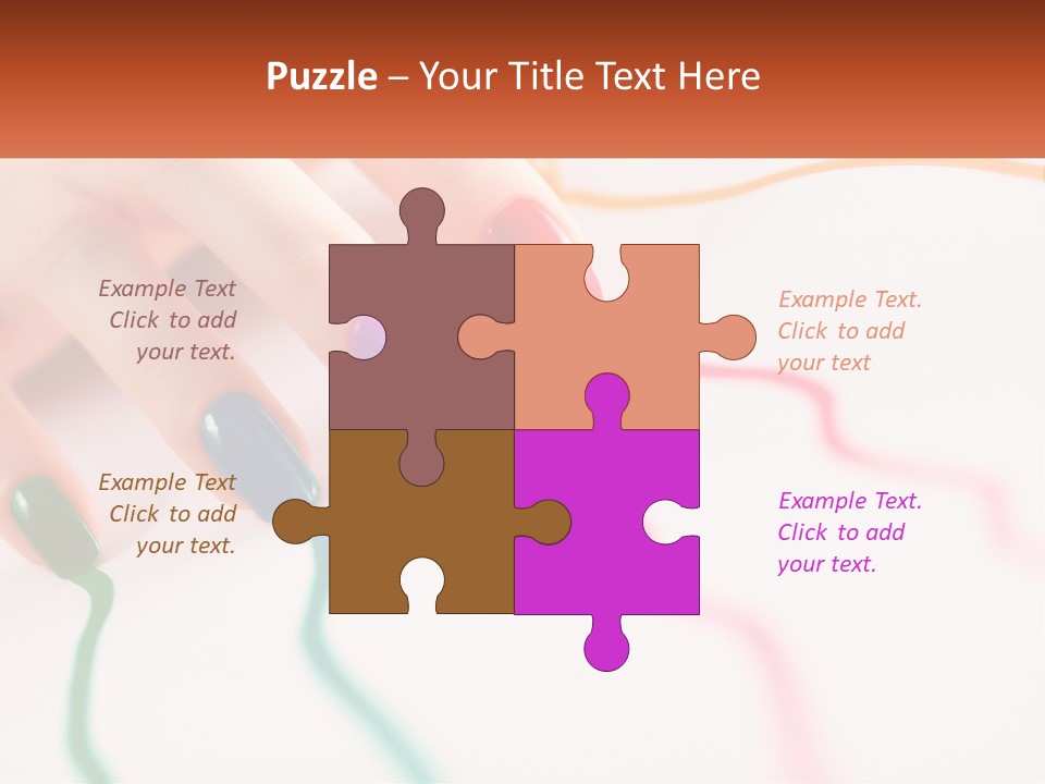 A Woman's Hand With Colorful Nail Polish On It PowerPoint Template