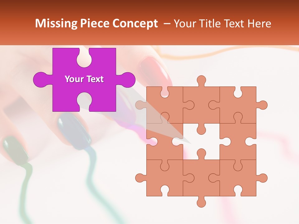 A Woman's Hand With Colorful Nail Polish On It PowerPoint Template