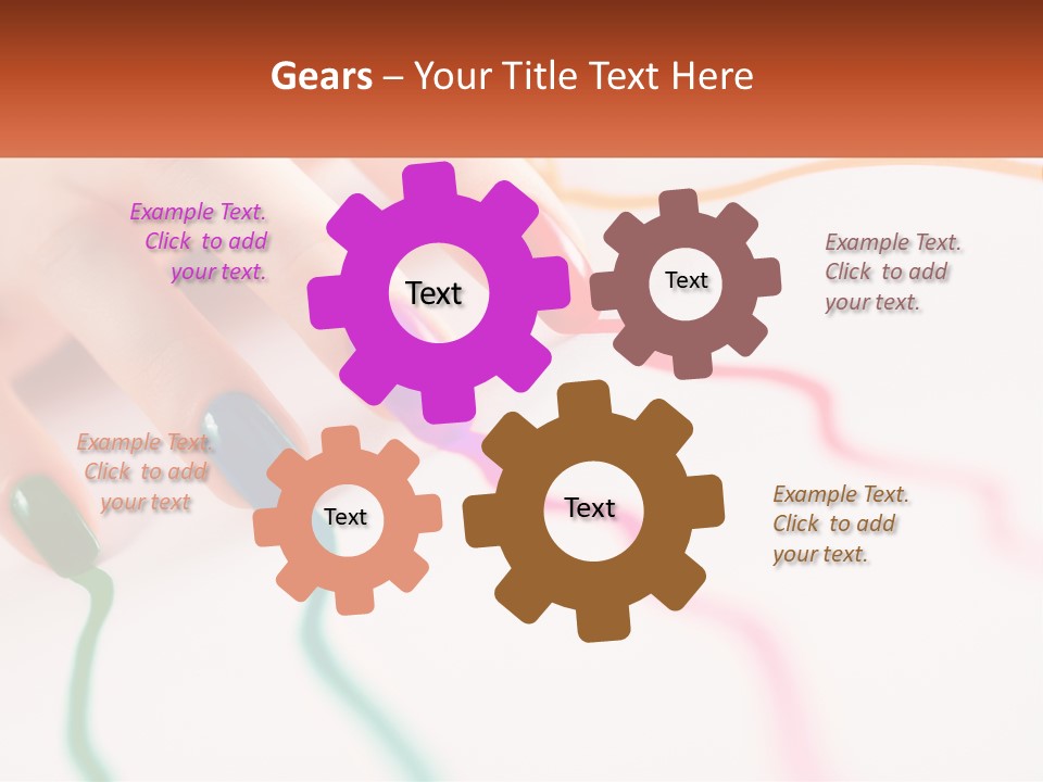 A Woman's Hand With Colorful Nail Polish On It PowerPoint Template