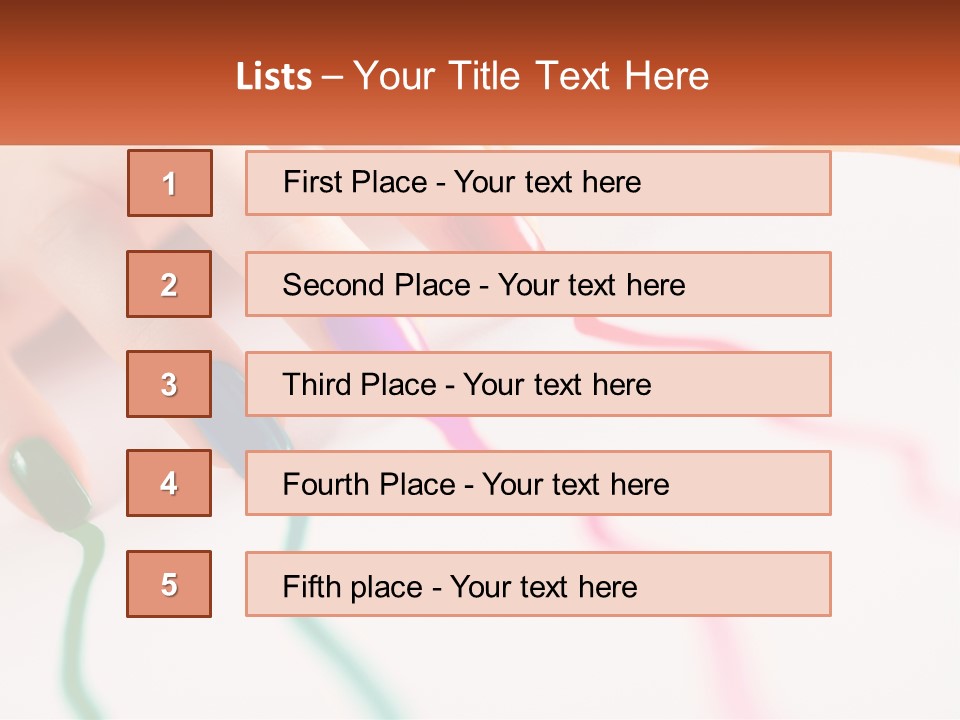 A Woman's Hand With Colorful Nail Polish On It PowerPoint Template