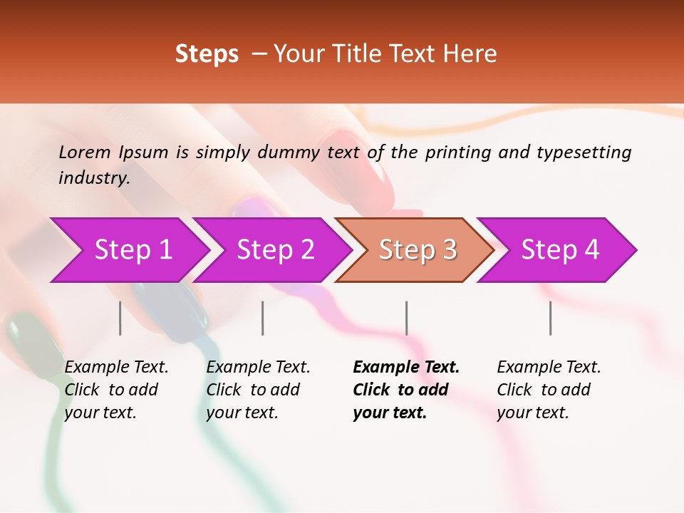 A Woman's Hand With Colorful Nail Polish On It PowerPoint Template