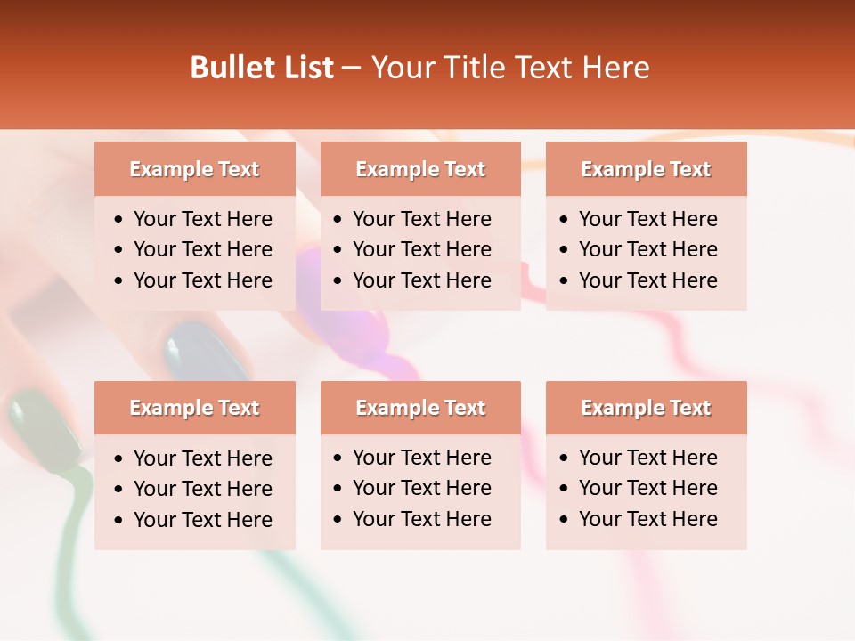 A Woman's Hand With Colorful Nail Polish On It PowerPoint Template