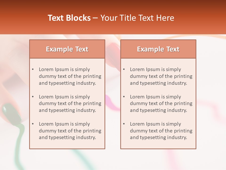 A Woman's Hand With Colorful Nail Polish On It PowerPoint Template
