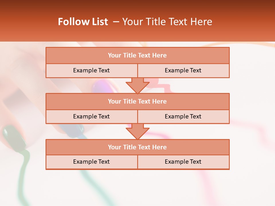 A Woman's Hand With Colorful Nail Polish On It PowerPoint Template