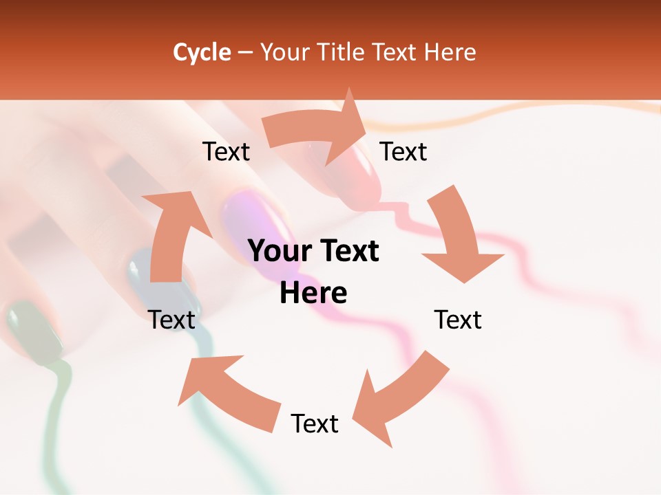 A Woman's Hand With Colorful Nail Polish On It PowerPoint Template