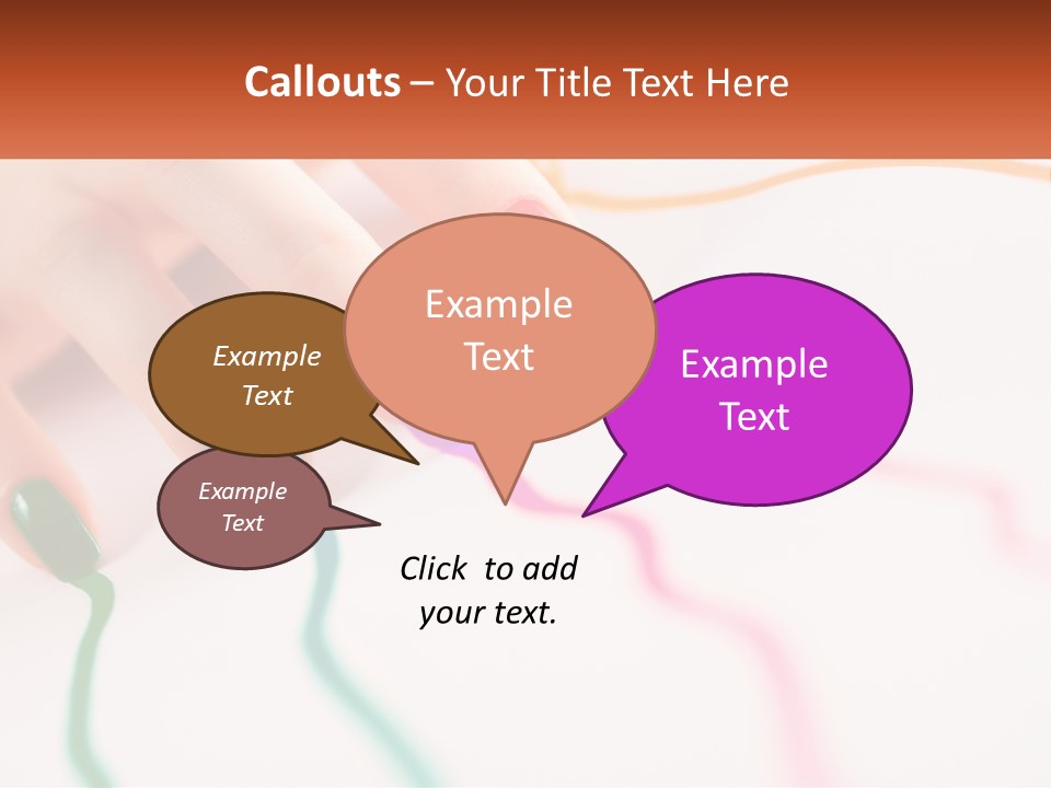 A Woman's Hand With Colorful Nail Polish On It PowerPoint Template