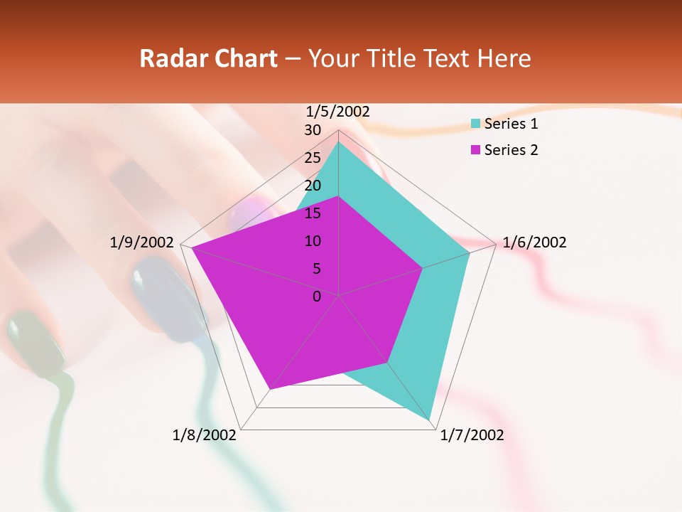 A Woman's Hand With Colorful Nail Polish On It PowerPoint Template