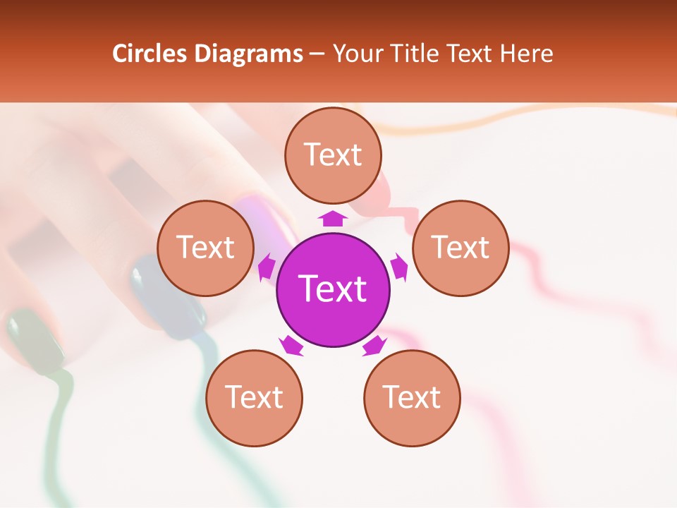 A Woman's Hand With Colorful Nail Polish On It PowerPoint Template