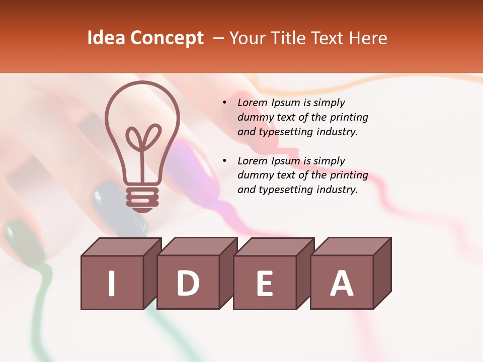 A Woman's Hand With Colorful Nail Polish On It PowerPoint Template