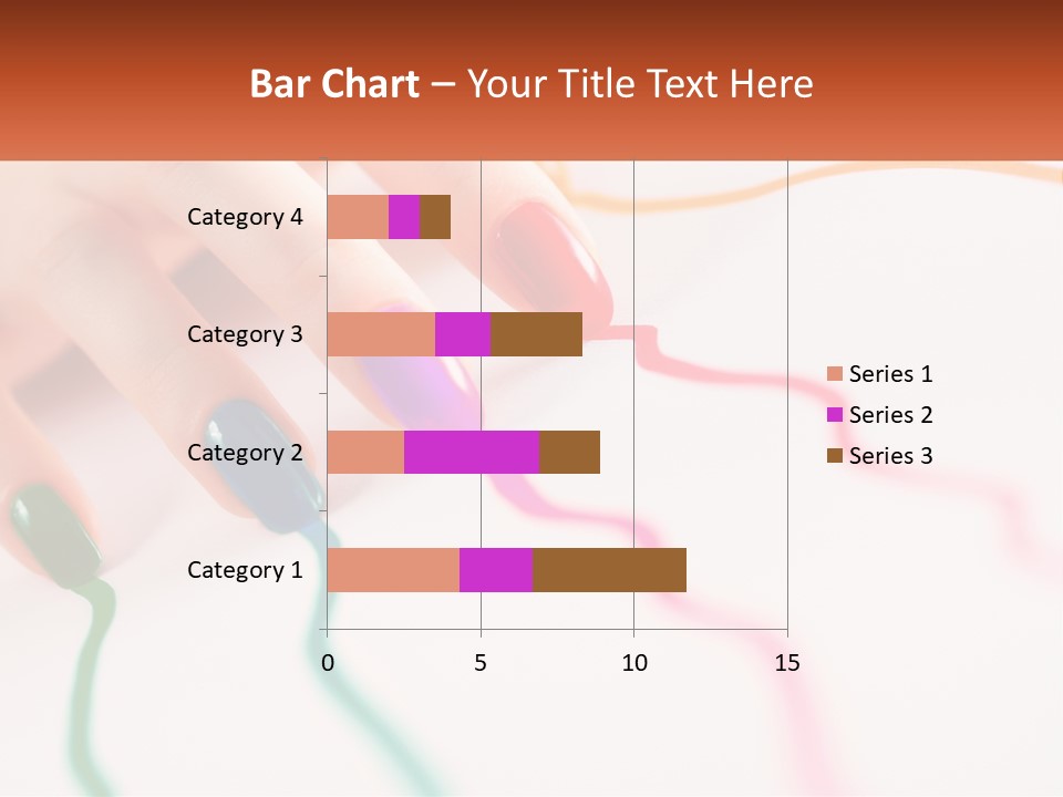A Woman's Hand With Colorful Nail Polish On It PowerPoint Template