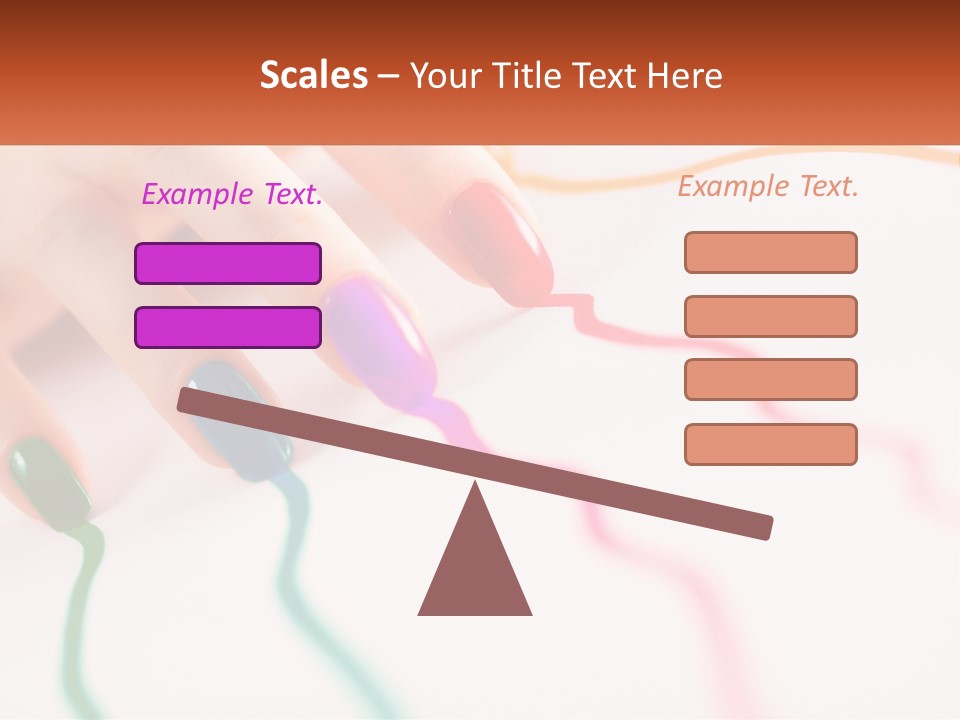 A Woman's Hand With Colorful Nail Polish On It PowerPoint Template