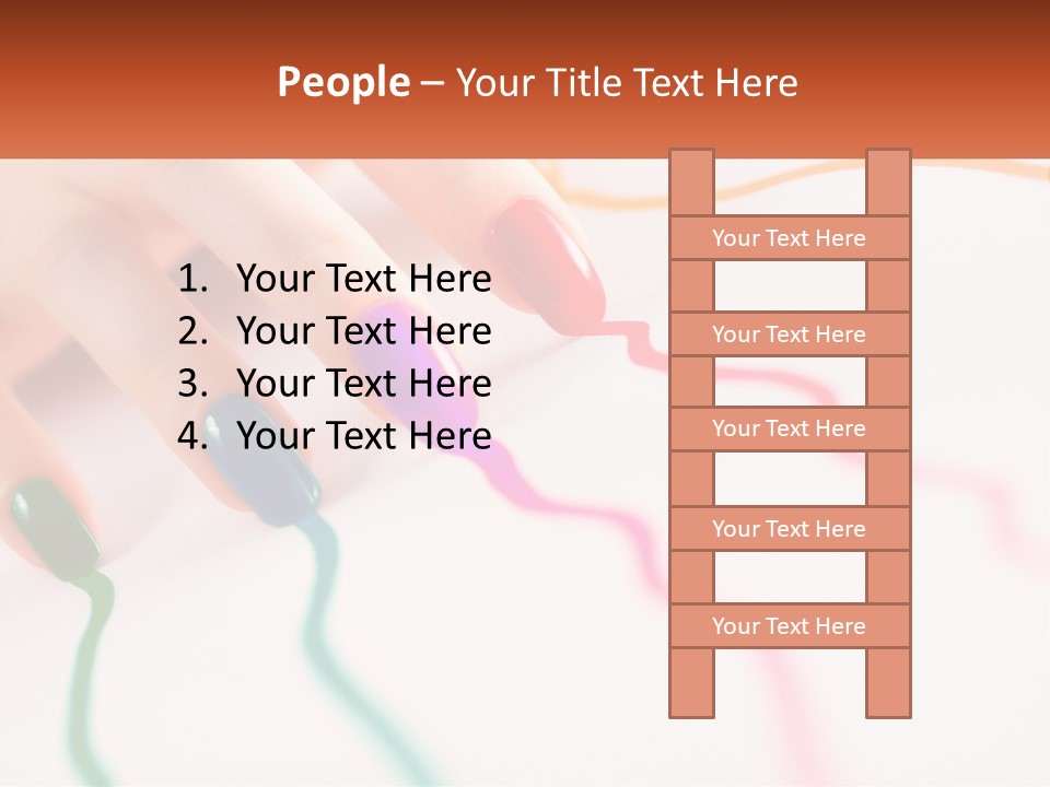 A Woman's Hand With Colorful Nail Polish On It PowerPoint Template