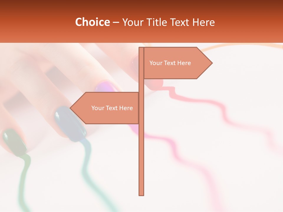 A Woman's Hand With Colorful Nail Polish On It PowerPoint Template