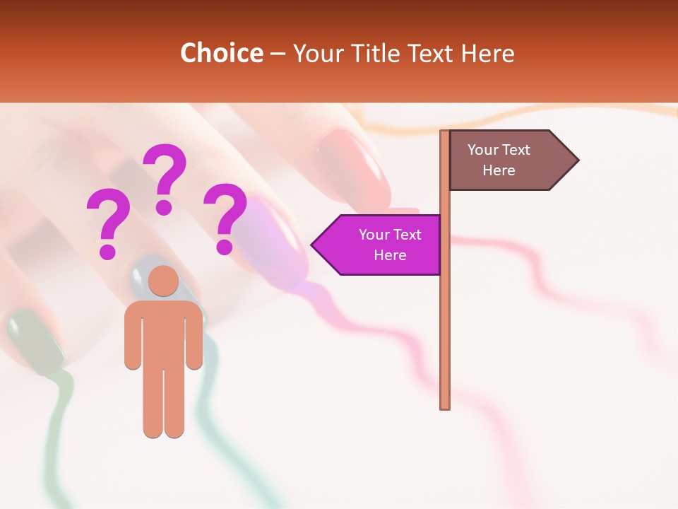 A Woman's Hand With Colorful Nail Polish On It PowerPoint Template