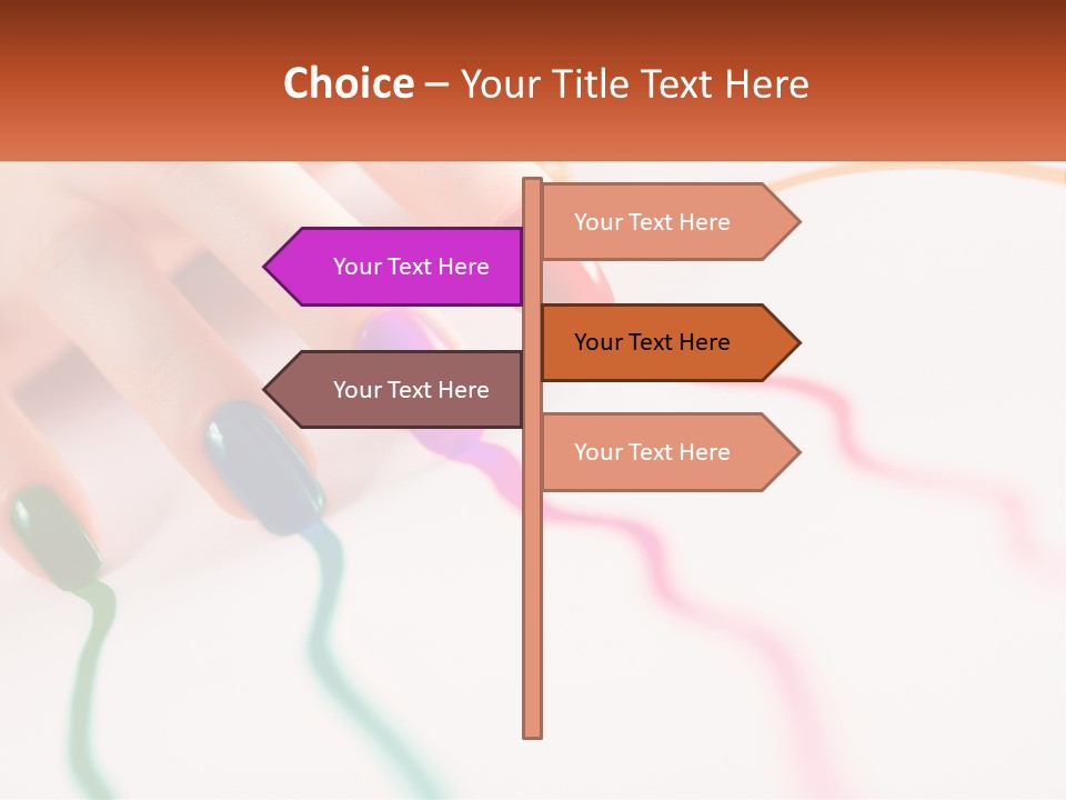 A Woman's Hand With Colorful Nail Polish On It PowerPoint Template