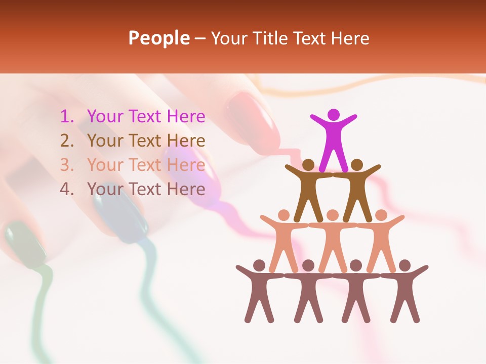 A Woman's Hand With Colorful Nail Polish On It PowerPoint Template