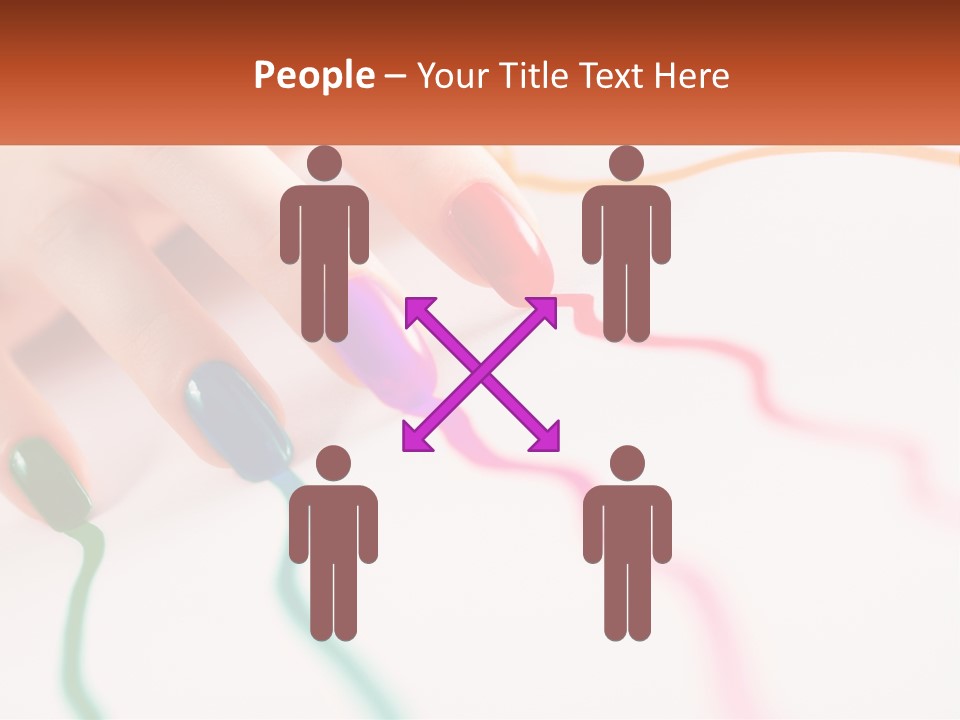 A Woman's Hand With Colorful Nail Polish On It PowerPoint Template